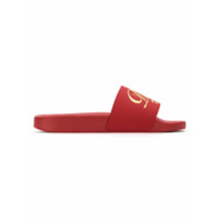 Dolce & Gabbana Slide de couro bordado - Vermelho