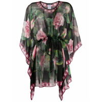 Dolce & Gabbana Tropical Rose drawstring hem blouse - Preto