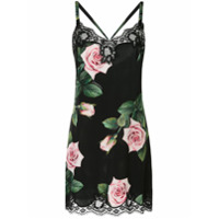 Dolce & Gabbana Underwear Slip dress de seda floral - Preto