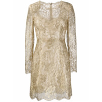 Dolce & Gabbana Vestido com renda floral - Dourado