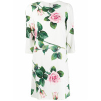 Dolce & Gabbana Vestido reto com estampa de rosas - Branco