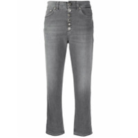 Dondup Calça jeans cropped cintura alta com barra dobrada - Cinza