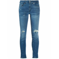Dondup Calça jeans cropped com efeito destroyed - Azul