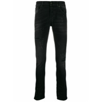 Dondup Calça jeans slim com efeito puído - Preto