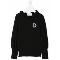 Dondup Kids Blusa com logo de cristais - Preto