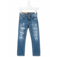 Dondup Kids Calça jeans cintura média slim destroyed - Azul