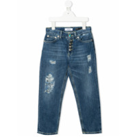 Dondup Kids Calça jeans cropped com detalhe destroyed - Azul