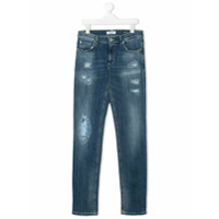 Dondup Kids Calça jeans slim com lavagem estonada - Azul