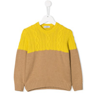 Dondup Kids two tone cable knit jumper - Amarelo
