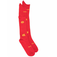 Doublet Par de meias de tricô com padronagem intarsia - Vermelho