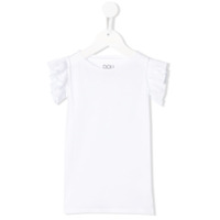 Douuod Kids Camiseta decote careca com babados na mangas - Branco