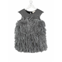 Douuod Kids feather-embellished dress - Cinza