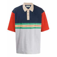 Drôle De Monsieur Camisa polo color block com logo - Cinza