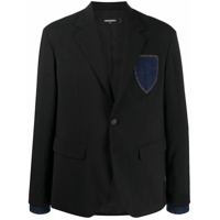 Dsquared2 Blazer com detalhe em jeans e abotoamento - Preto