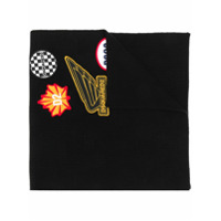 Dsquared2 Cachecol de tricô com patches - Preto