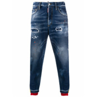 Dsquared2 Calça jeans cenoura com detalhes puídos - Azul