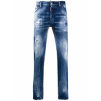 Dsquared2 Calça jeans cintura média com estampa de respingos - Azul