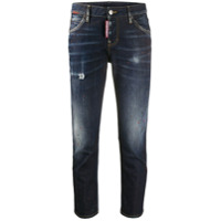 Dsquared2 Calça jeans cropped com detalhe de patch - Azul