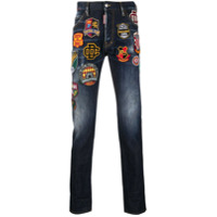 Dsquared2 Calça jeans reta com patchwork - Azul