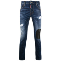 Dsquared2 Calça jeans skinny destroyed com patchwork - Azul