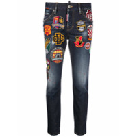 Dsquared2 Calça jeans slim com patch de logo - Azul