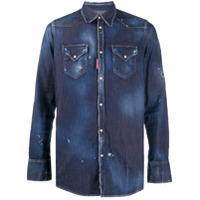Dsquared2 Camisa jeans com detalhe destroyed - Azul