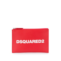 Dsquared2 Clutch com logo e zíper - Vermelho