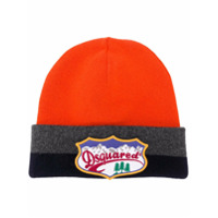 Dsquared2 Gorro color block com placa de logo - Laranja