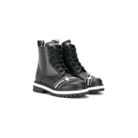 Dsquared2 Kids Bota de couro com aplicação de logo - Preto