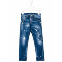 Dsquared2 Kids Calça jeans com detalhes desfiados - Azul