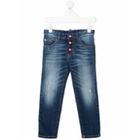 Dsquared2 Kids Calça jeans reta com efeito desbotado - Azul