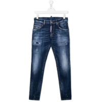 Dsquared2 Kids Calça jeans reta com efeito destroyed - Azul
