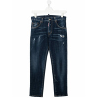 Dsquared2 Kids Calça jeans reta com efeito destroyed - Azul