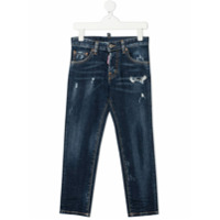 Dsquared2 Kids Calça jeans reta com efeito destroyed - Azul