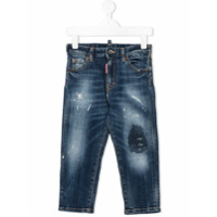 Dsquared2 Kids Calça jeans reta com efeito destroyed - Azul