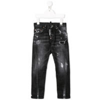 Dsquared2 Kids Calça jeans skinny com efeito desgastado - Preto