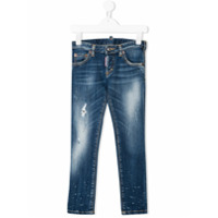 Dsquared2 Kids Calça jeans skinny com efeito puído - Azul