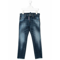 Dsquared2 Kids Calça jeans slim com efeito desbotado - Azul