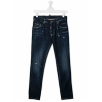 Dsquared2 Kids Calça jeans slim com lavagem estonada - Azul