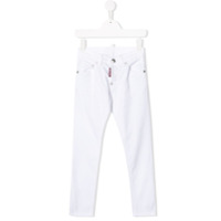 Dsquared2 Kids Calça jeans slim fit com logo - Branco