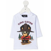 Dsquared2 Kids Camisa mangas curtas com estampa de cachorro - Branco