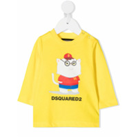 Dsquared2 Kids Camiseta com estampa de gato - Amarelo