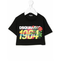 Dsquared2 Kids Camiseta cropped com estampa de logo - Preto