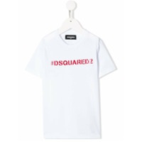 Dsquared2 Kids Camiseta de algodão com logo de hashtag - Branco