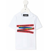 Dsquared2 Kids Camiseta decote careca com logo e listras - Branco
