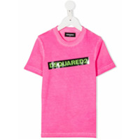 Dsquared2 Kids Camiseta manchada com estampa de logo - Rosa