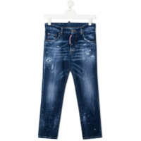 Dsquared2 Kids logo distressed-effect jeans - Azul