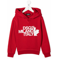 Dsquared2 Kids Moletom com capuz e estampa de logo - Vermelho