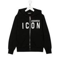 Dsquared2 Kids Moletom com capuz, zíper e estampa de logo - Preto