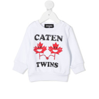 Dsquared2 Kids Moletom de algodão com estampa de folha - Branco